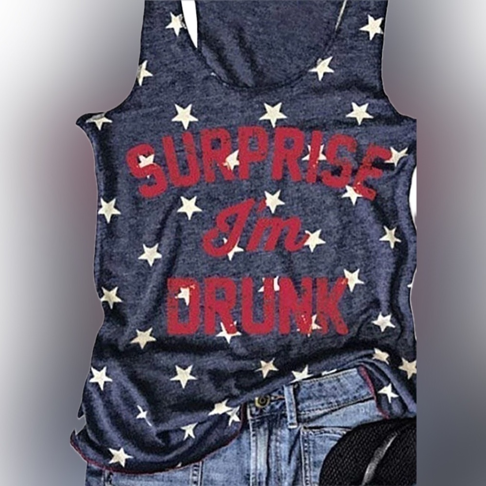 Star print surprise I’m drunk tank top size large